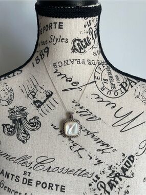 Sterling Silver Square Mother-of-Pearl Pendant Necklace